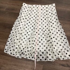 Insight Black and White A-Line Knee-Length Skirt with Tie Front